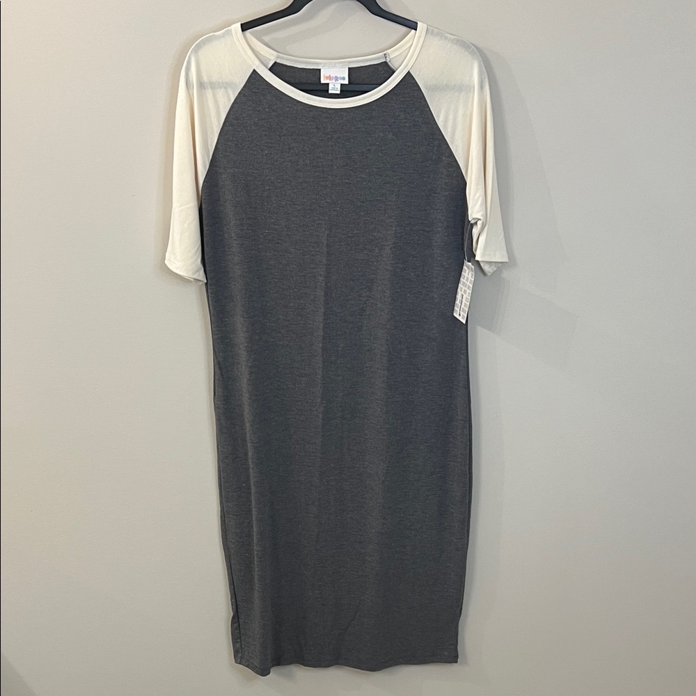 LuLaRoe Charcoal and Ivory Midi Dress